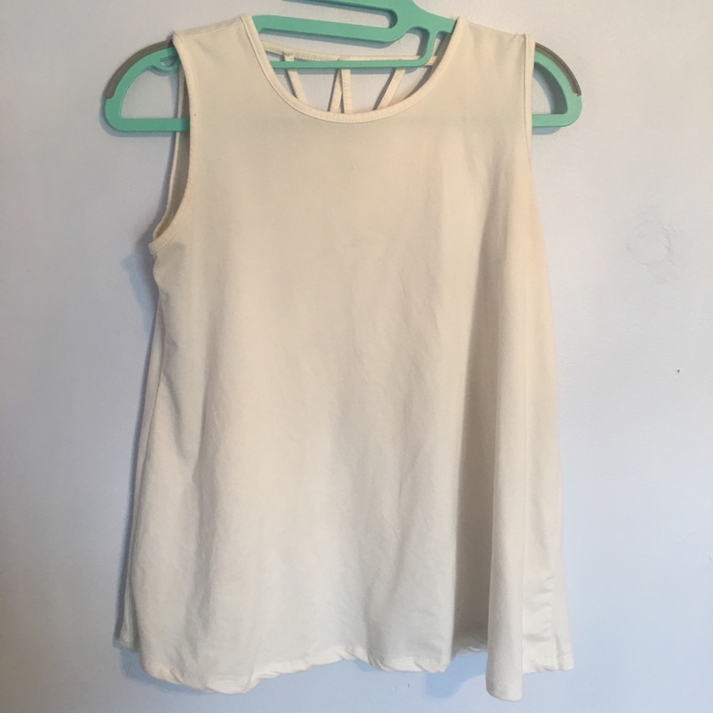 White tank top with cross cross detailing